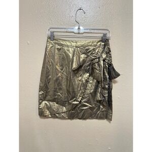 Jack BB Dakota Girls Metallic Gold Bow Wrap Skirt Size S